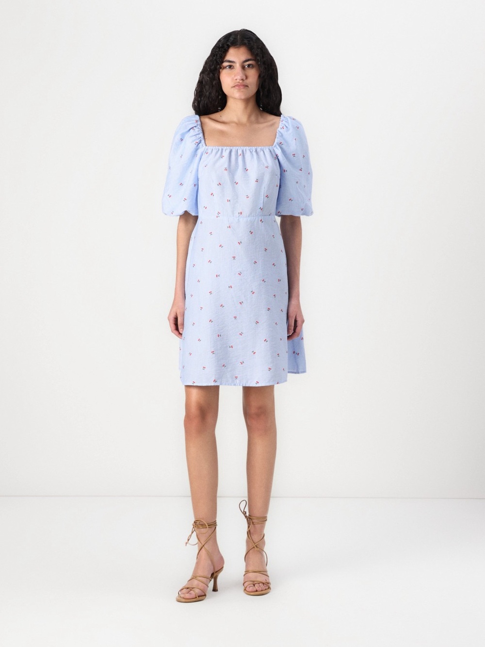 Vero Moda • NWT cherry print puff sleeve dress PTP 15”.-18”